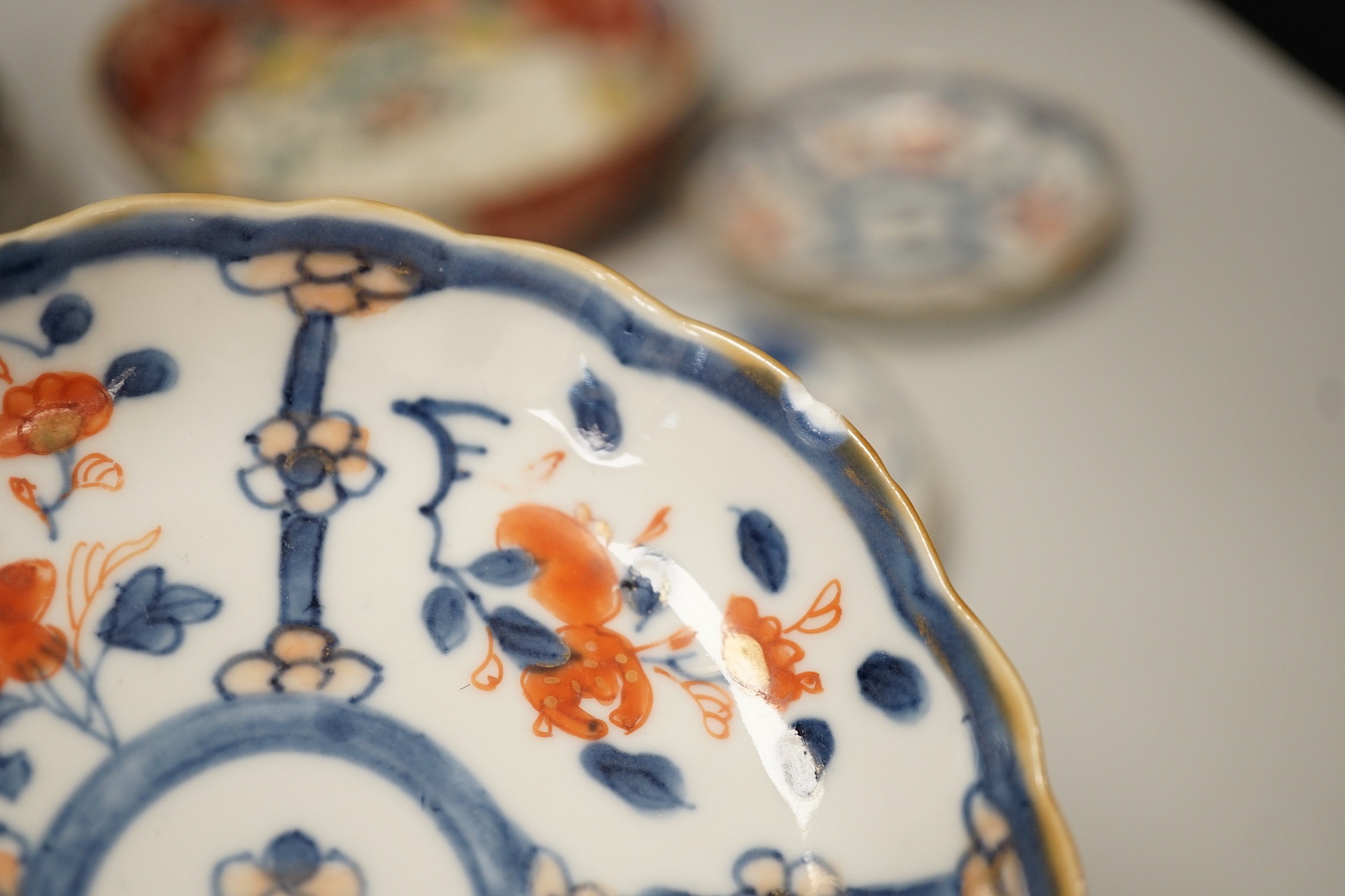 A Chinese famille rose bottle vase, 17cm tall, together with a group of oriental porcelain